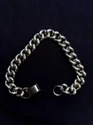 Vintage Silver Tone Curb Chain Bracelet Unmarked Costume Jewelry