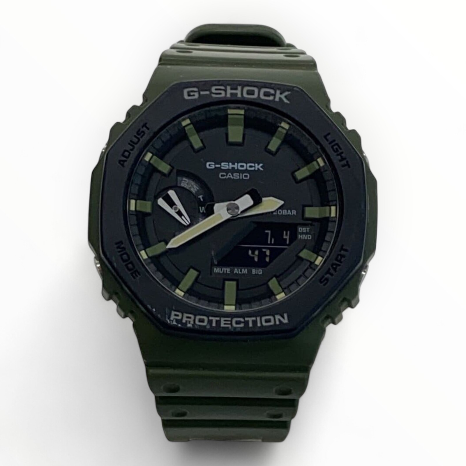 Casio Ana-Digi Quartz Watch Black Khaki Mens 1.89x1.81 Inch 8346