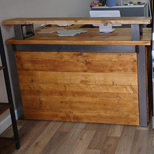 Large Rustic L-Shape Wooden Shop Counter / Bar Reception Desk - Handmade