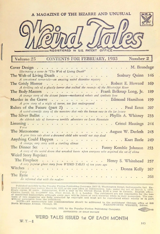 Weird Tales February 1935 Volume 25 No 2 Margaret Brundage Robert E Howard PB - Image 4 of 4