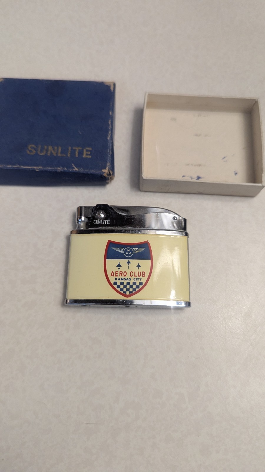 Vintage Advertising Sunlite Japan Aero Club Kansas City, Unfired, W/ Box