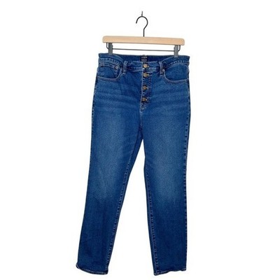 J. Crew Womens Essential Straight Leg Jeans High Rise Button Fly 31 Tall