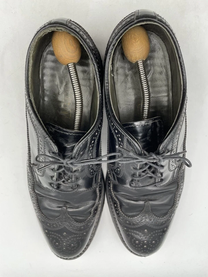 Zapatos de vestir Dexter Oxford para hombre talla 9,5 cuero negro con cordones puntera ojales Foto 4 de 4