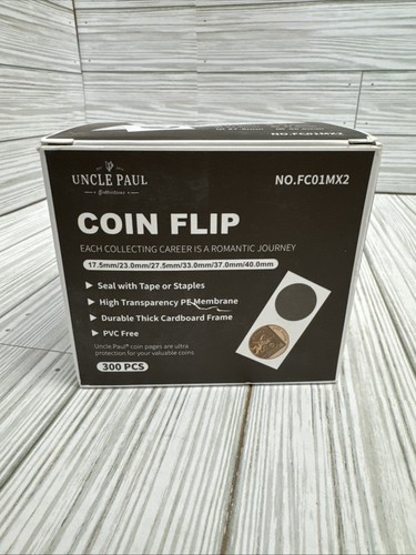Uncle Paul 300PCS Coin Flips in 6 Sizes Cardboard Coins Holders 2x2 inch Pock...