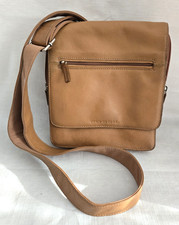 FOSSIL Cognac Leather Messenger Crossbody Courier Purse Bag 23" Adjustable Strap