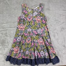 Cino XS Dress Womens Navy Floral Butterfly Sleeveless Ruffle Hem Polka Dot