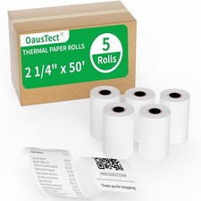 Thermal Paper Rolls 2 1/4" x 50' 5 Rolls Credit Card Paper Thermal Paper Rolls