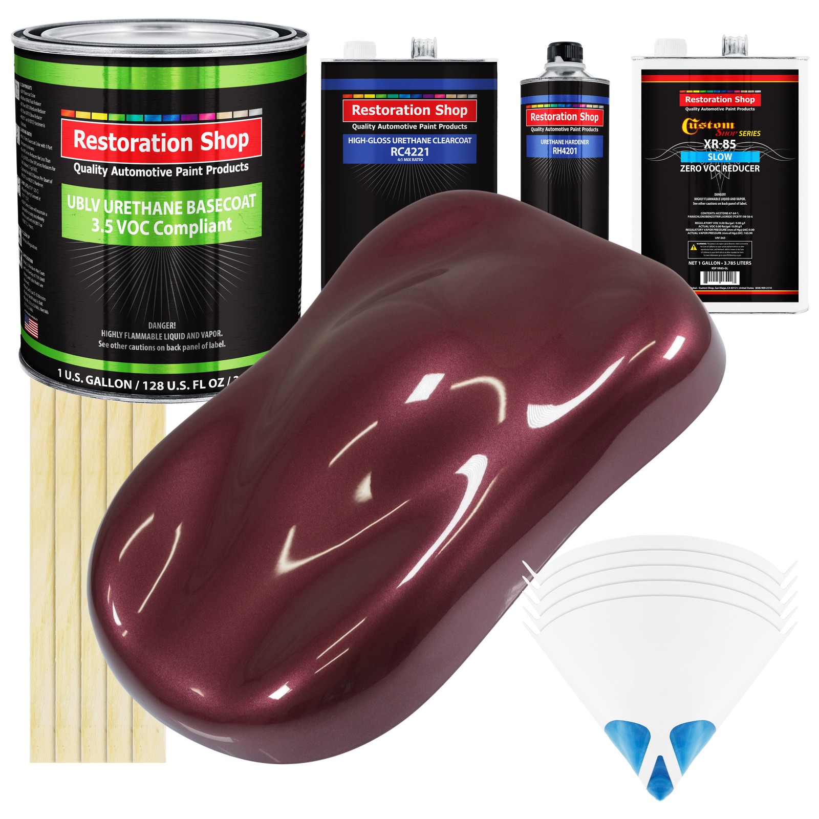 Vintage Burgundy Metallic Low VOC Slow Paint Gal Kit with Urethane Basecoat Clearcoat  