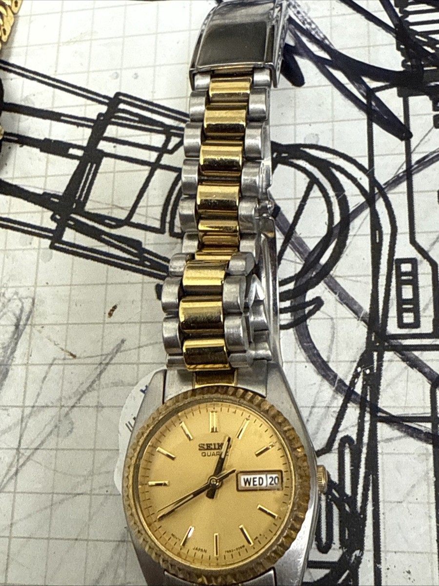 Vintage Seiko SQ Womens President Fluted Bezel Japan Day Date