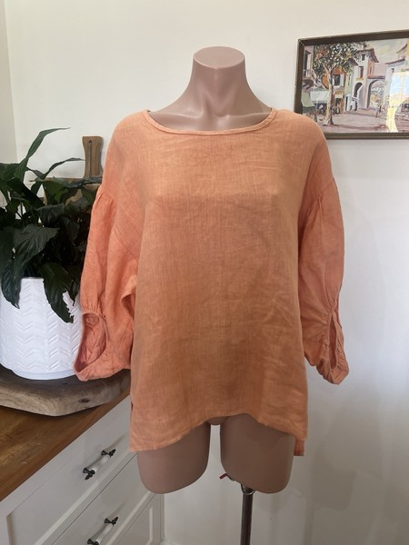 Bellambia Orange Linen Top Tunic Size L 