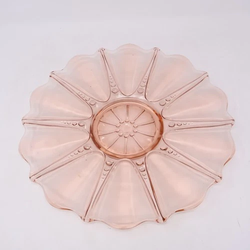 Vintage Anchor Hocking Oyster and Pearl Platter Plate Depression Glass Pink