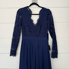 Lulu’s Women’s Medium Navy Blue Awaken My Love Maxi Dress New