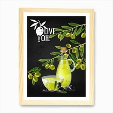 Olive Oil And Olive Branches - oliv Framed Wall Art Poster Canvas Print Picture