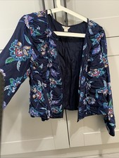 Monsoon Navy Patterned Buttonless Jacket