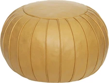 Handmade Storage Pouf Ottoman Foot Stool - Faux Suede round Floor Cushion 21.6"X
