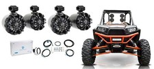  4 Rockville 6.5" Black Tower Speakers 4-Channel Amp Amp For RZR/ATV/UTV/Cart
