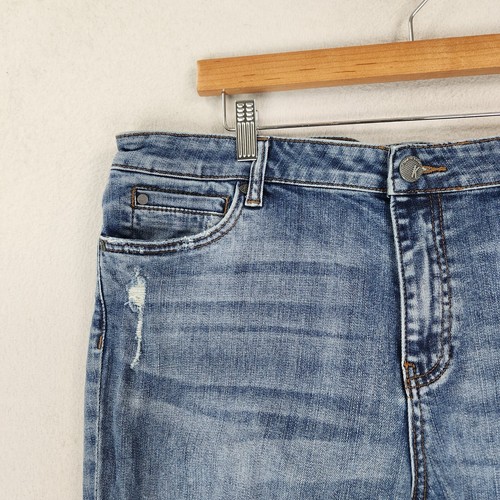 Kut From The Kloth Jeans Womens 16 Blue Catherine High Rise Boyfriend Distressed - Afbeelding 2 van 12
