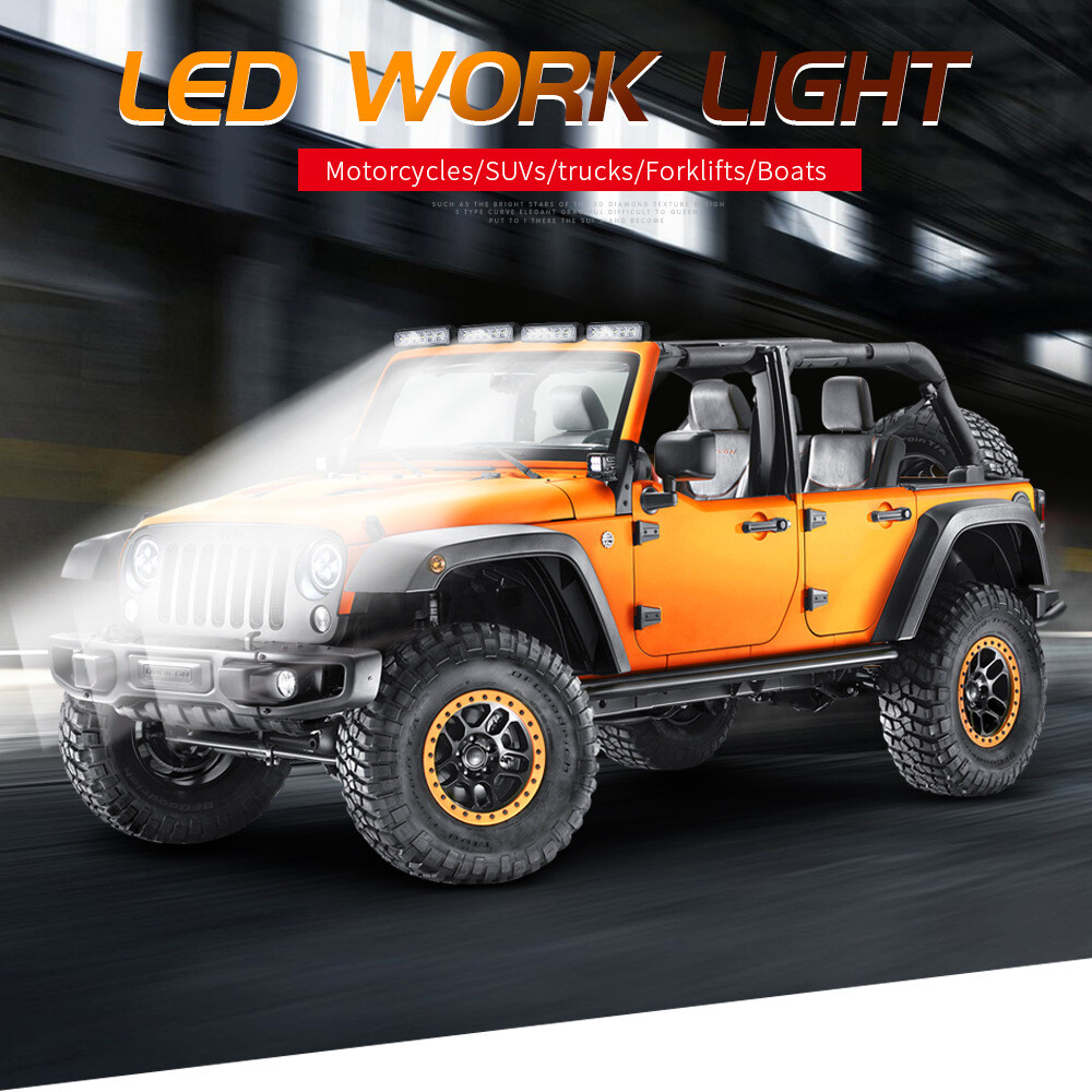 Zusatzbeleuchtung Schwarz Kaltweiß 2x 18W LED Arbeitsscheinwerfer – 6 LEDs, Für Offroad, Auto, LKW, 4WD (12V/24V, Schwarz) 12V 24V Scheinwerfer Für Auto LKW