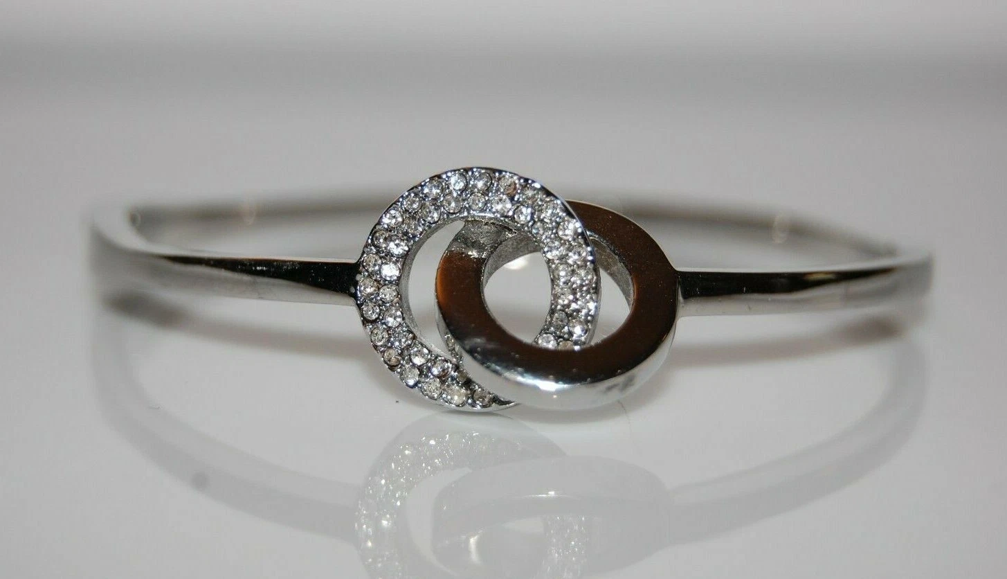 ELEGANTE BRACCIALETTO KATE SPADE COUTURE STRASS TRASPARENTI ARGENTO DICHIARAZIONE