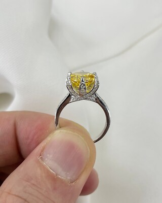 Sterling Silber Braut Verlobung Luxus Ring 3 Karat gelb Kanarienvogel kreiert Ring