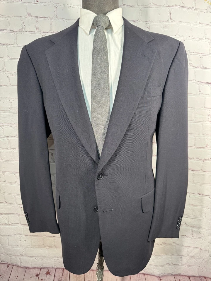 BOTANY 500 Mens Navy Blue Classic Fit Pleated 2 Pc Suit 42L Jacket 36x32 Pant - Image 2 of 4