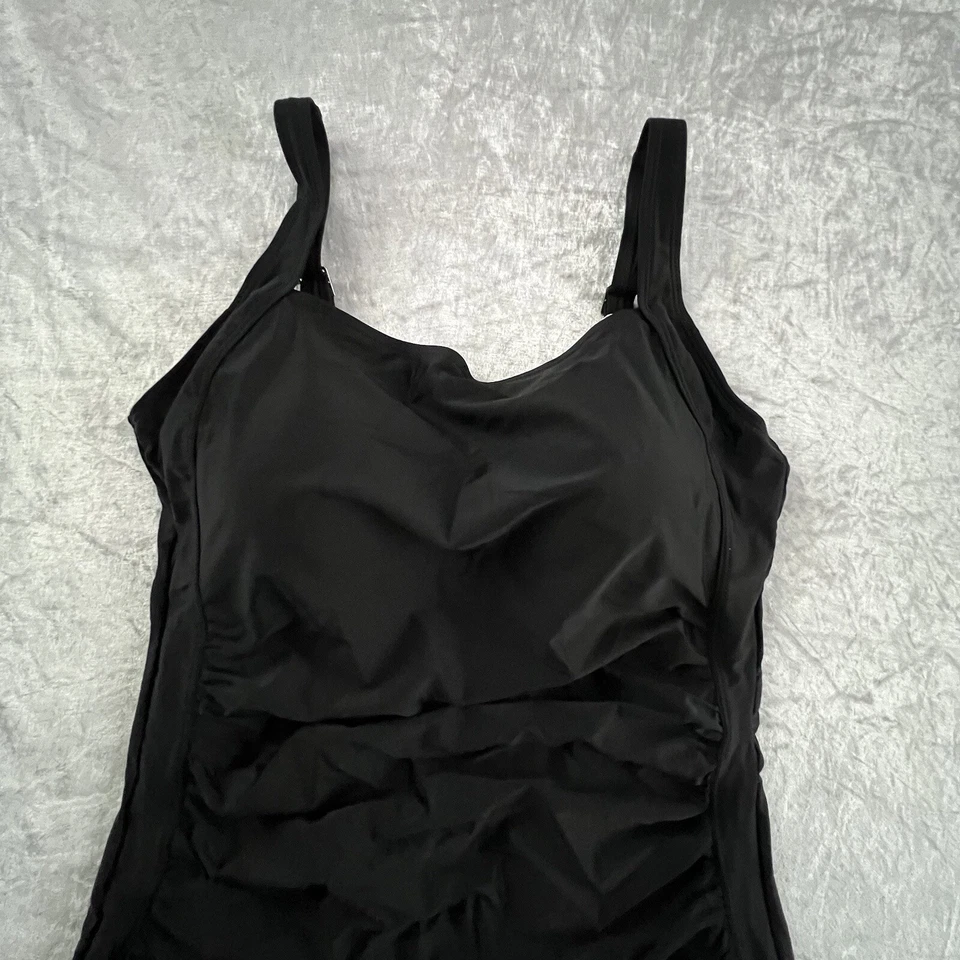 Husmeu Mujer Vintage Acolchado Push Up Una Pieza Trajes de Baño Control Abdomen Negro 2XL - Imagen 3 de 4