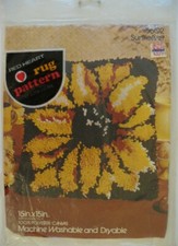 "Sunflower" Vintage Red Heart Rug/Pillow Pattern Canvas #6602 15"x15"