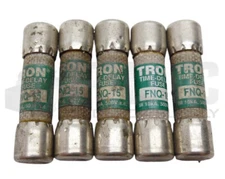 LOT OF 5 BUSSMAN TRON FNQ 15 TIME DELAY FUSE 500V FNQ-10 , FNQ10