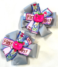 Beautiful First Day of School inspired pigtail hair bows for girls.