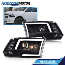 Black Led Tube Projector Headlights Lamps Fit For 09-12 Dodge Ram 1500 2500 3500