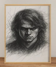 ANAKIN SKYWALKER STAR WARS DRAWING PRINT SKETCH 8" x 10" PRINT WALL ART