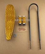 20" VINTAGE LOWIRDER GOLD VELOUR BANANA SEAT W/SISSY BAR & GRIPS FOR 20" BIKE