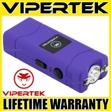 VIPERTEK Stun Gun Micro Mini PURPLE VTS-881 Rechargeable LED Flashlight