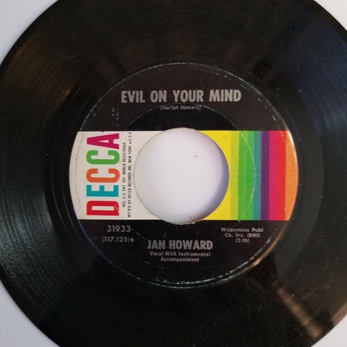 Jan Howard Evil On Your Mind / Crying For Love 45 RPM 7" Decca Q - Picture 2 of 4