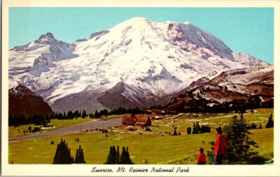 Vintage Postcard Sunrise Mount Rainier National Park WA Washington         K-856