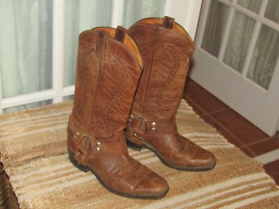 Jaca Brown Leather Harness Western Cowboy Boots Mens size 8 Mex 27