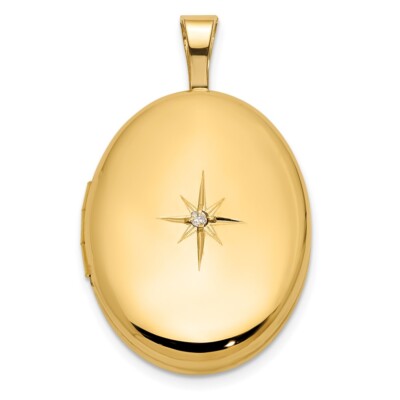 14K Gelbgold 0,05Ct Diamant Stern Medaillon Anhänger 2,32g für Mama