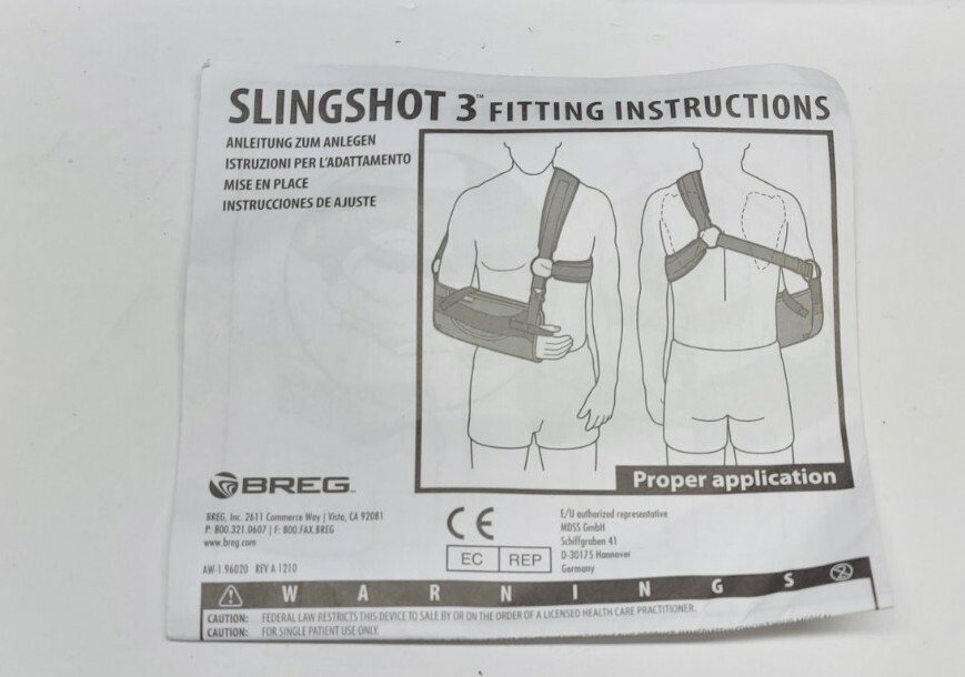 Breg Slingshot 3 Size Medium Shoulder Brace With Ball For Sale Online Ebay