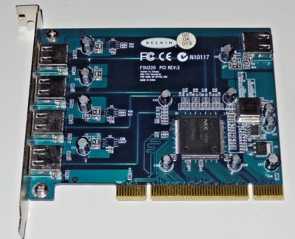 USB 2.0 PCI Interface Card 5 Port Belkin F5U220 REV 3 TESTED - Image 2 of 4