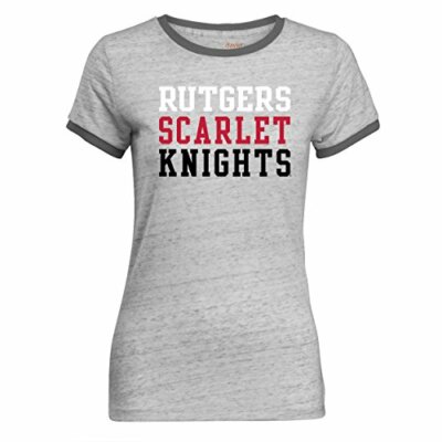 Camp David Women's RingerRutgers Scarlet KnightsT Shirt,Charcoal,X-Large