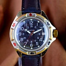 Soviet Men's Watch Vostok Komandirskie Military Style Vintage Wrist Watch USSR