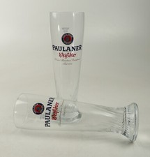 2 x Paulaner Weißbier seit 1634 Weizenbierglas 0,5l Wellen im Glas München 9576