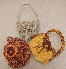 3 Pieces Crochet Purses for 11" to 18" Dolls - Silver- Multicolor - OOK