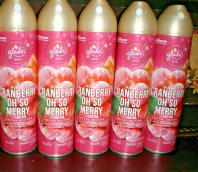 (5) Glade Room Spray CRANBERRY OH SO MERRY Notes of Cranberries and Champagne