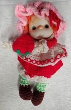 VTG Crochet Strawberry Shortcake Ice Cream Doll Girl Redhead Yarn Hair 1980s B50