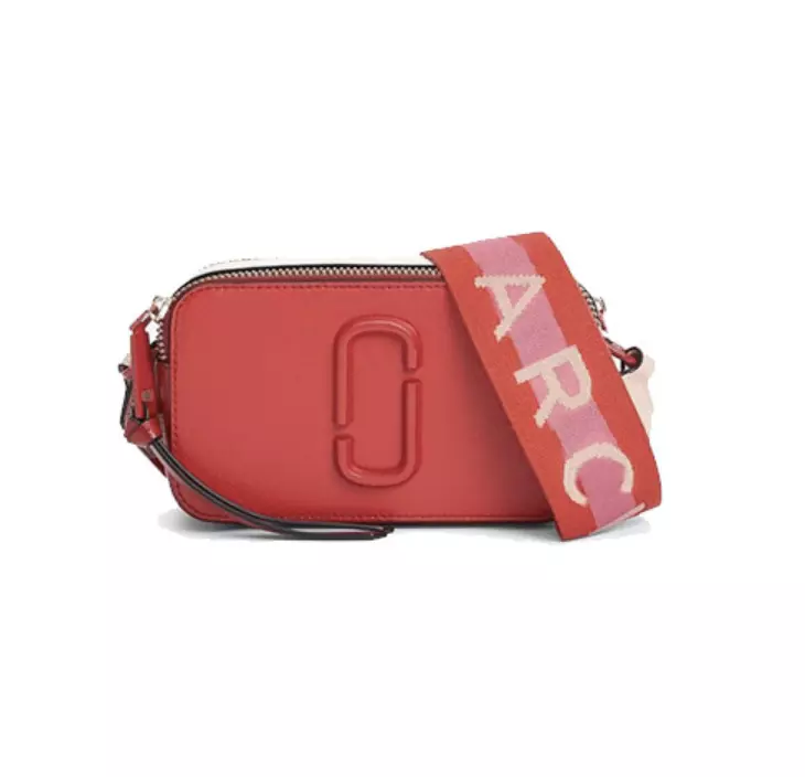 Marc Jacobs Logo Strap Snapshot Small Camera Bag Leather Cement Multicolor, Camera Bag