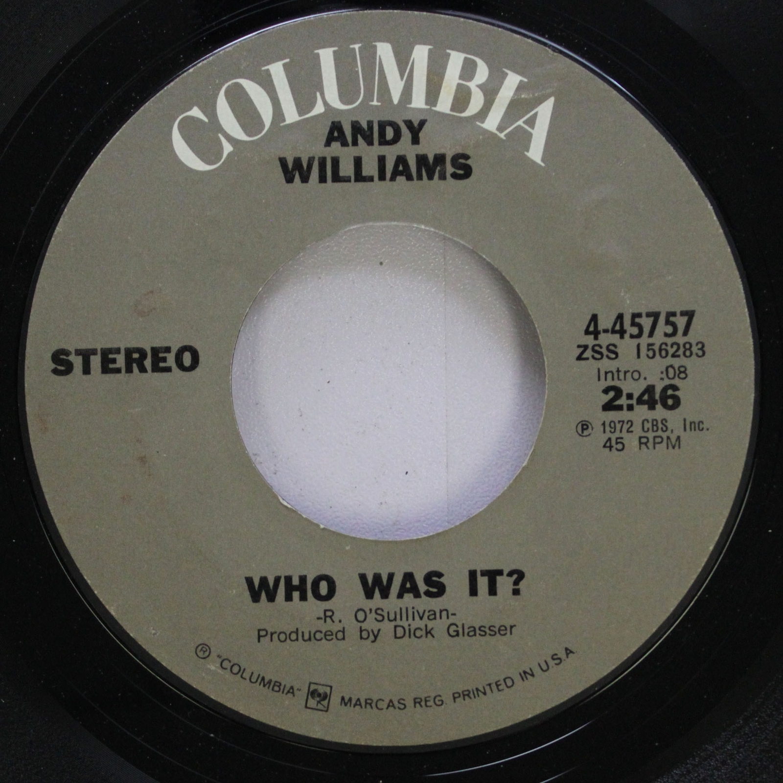 Pop 45 Andy Williams Who Was It? / Marmalade, Molasses & Honey On