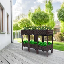 2 Tiers Elevated Raised Garden Bed with Legs Planter Grow Box Outdoor Yard US