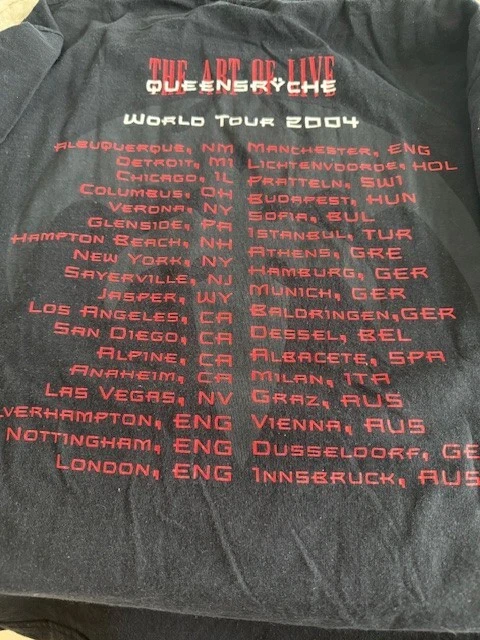 Queensryche "Art of Live" World Tour 2004 T Shirt Black Men Medium vintage - Image 2 of 2
