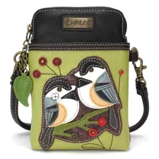 NEW CHALA CHICKADEE BIRD CELL PHONE CROSSBODY PURSE BAG ADJUSTABLE STRAP GREEN